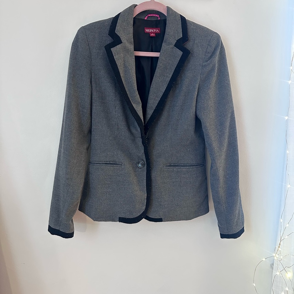 Merona Gray Blazer with Black Trim